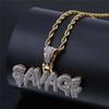 European and American Hip-hop Bubble Letters SAVAGE Necklace Brass Gold Pendant Ornament