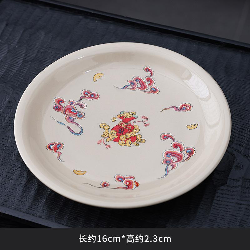 Chinese Style Grass And Wood Gray Lion Dance Three Talent Cover Bowl Teacup Single High-Grade White Porcelain Tea Kung Fu Tea Set Tea Bowl