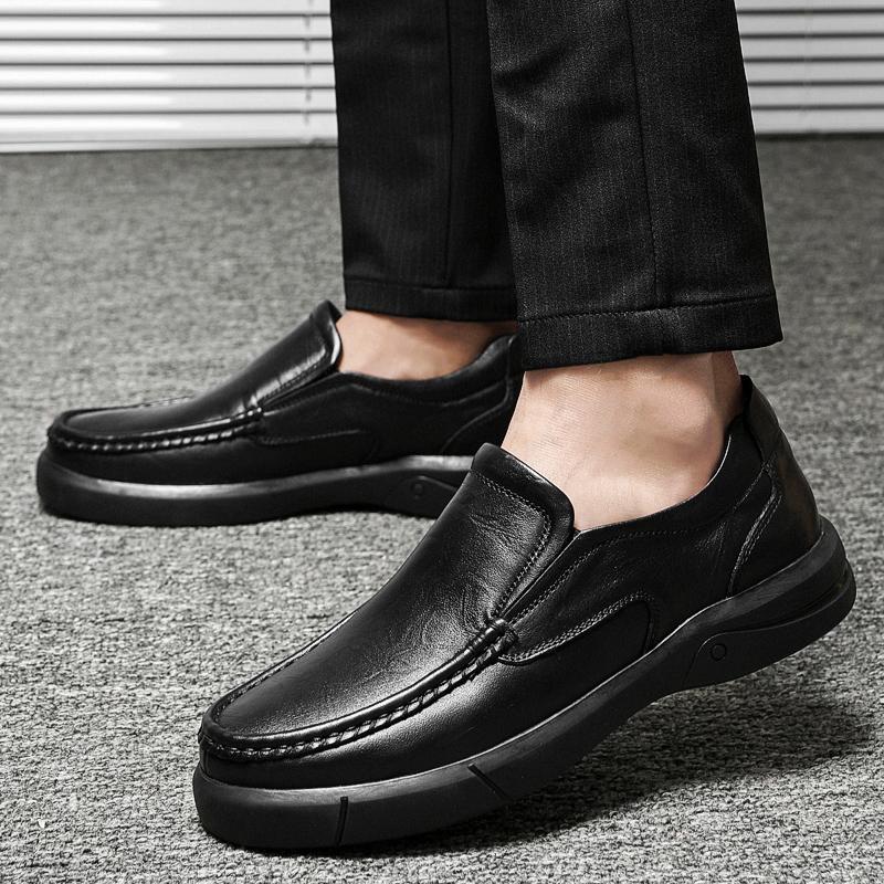 Men Casual Loafers Comfortable Lightweigh Walking Footwear  Breathable Slip On Male Leather Shoes