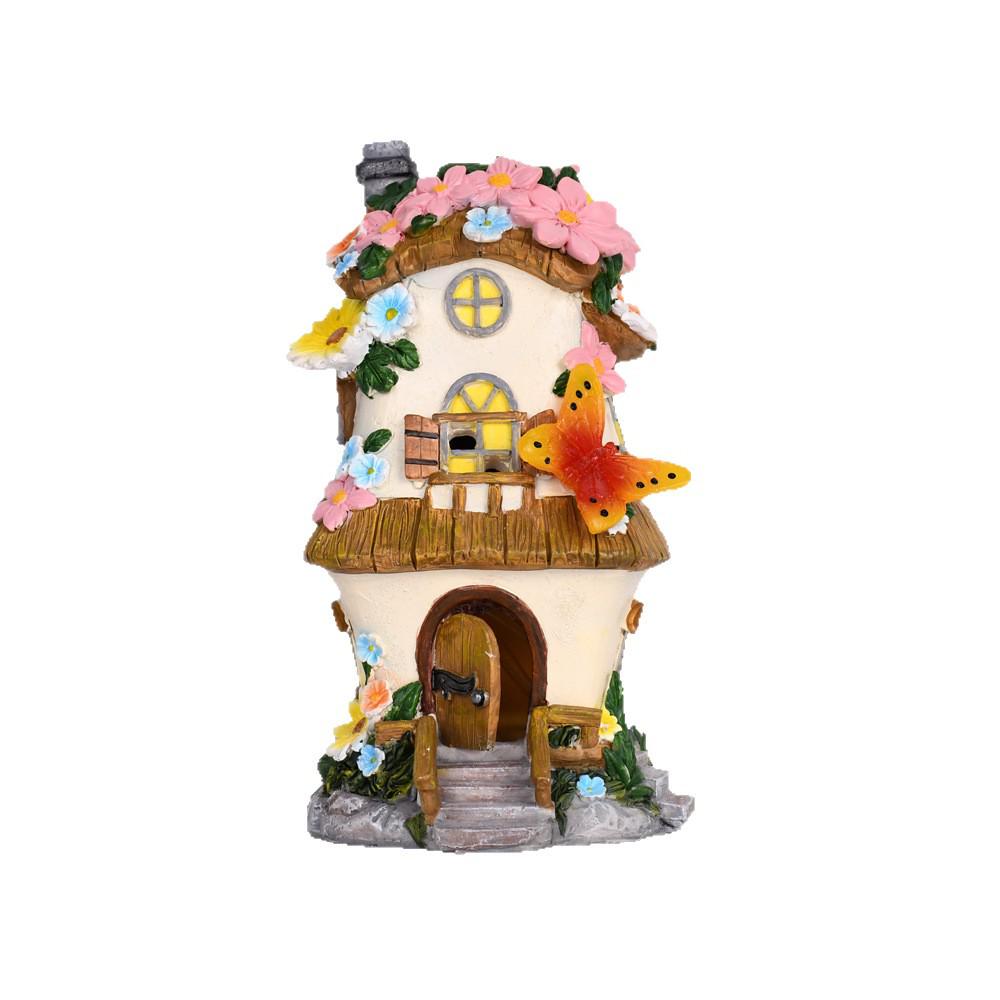 Solar-Powered Resin Fairy Garden Lamp 