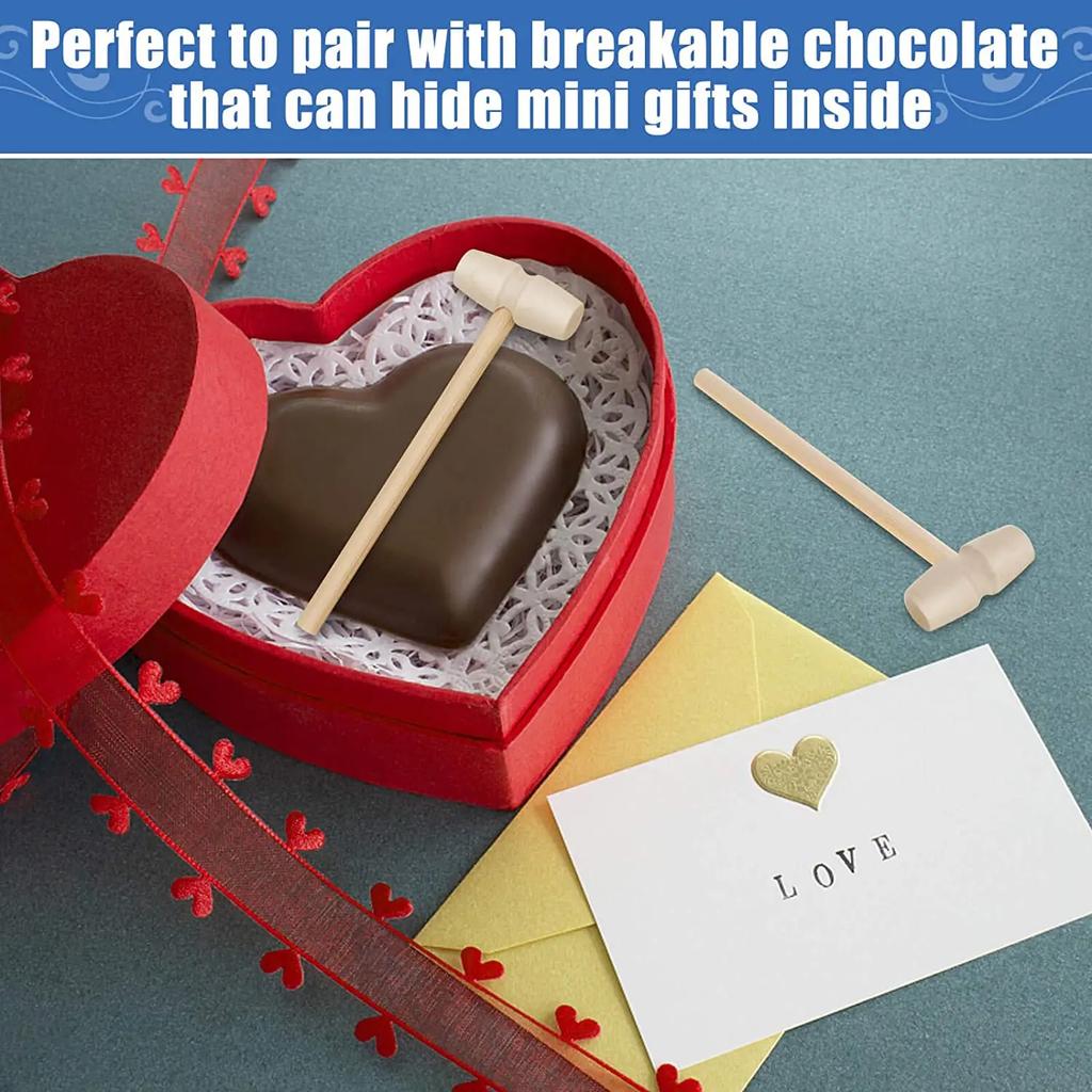 Small Wooden Mallets Mini Wood Hammer For Seafood Crab Lobster Hammer Pounding Toy for Boys Girls Breakable Chocolate Heart Tool