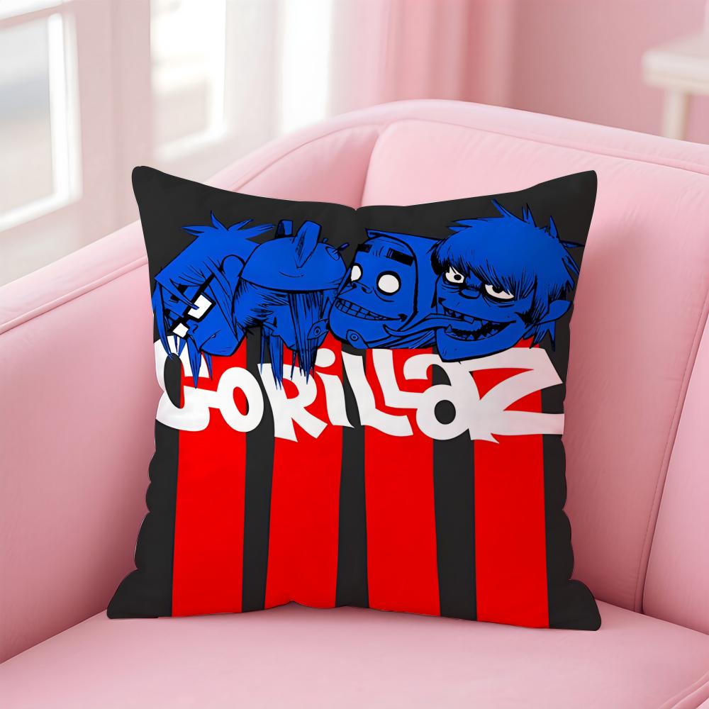 Classic Virtual British Band GGorillaz Cushion Cover Pillow Case Soft Skin Friendly Fabric Concealed Zipper