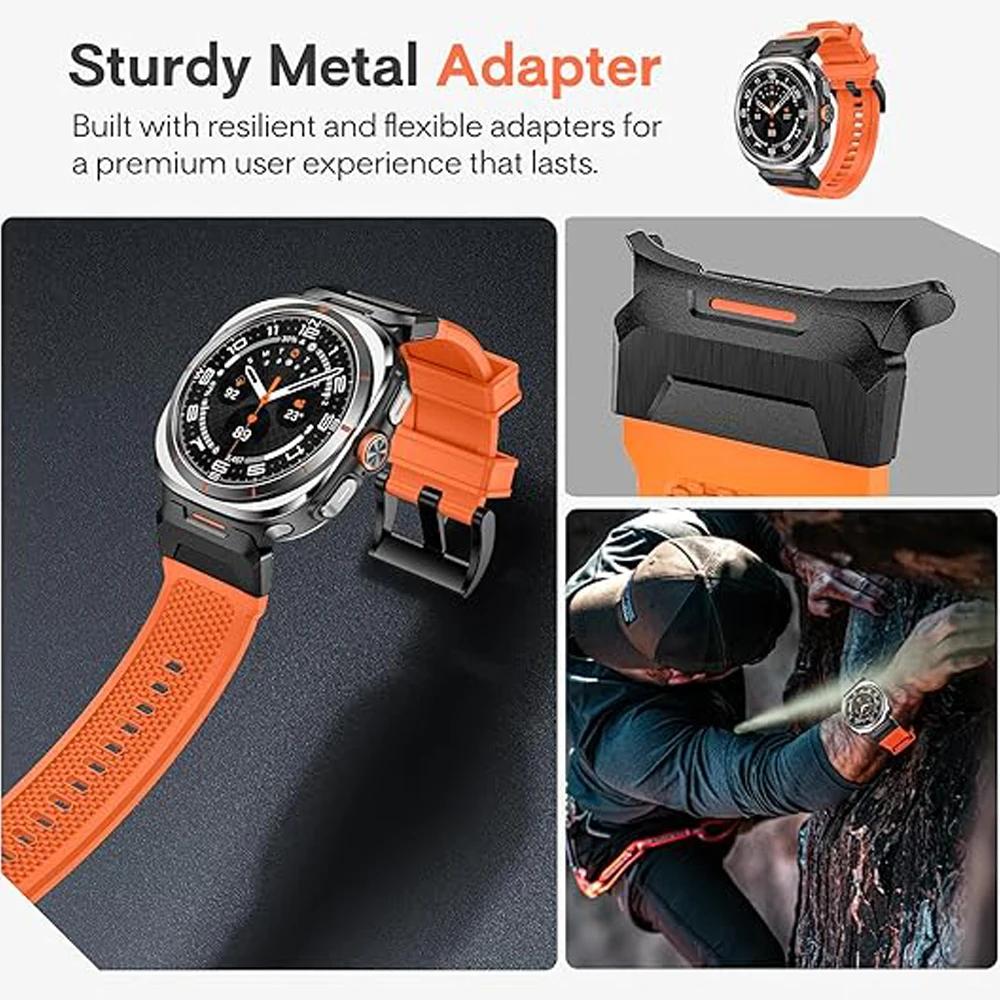 Silicone Bracelet for Samsung Galaxy Ultra Watch 47mm Rubber Men Band Metal Connector Strap for SAMSUNG galaxy watch 7 ULTRA 47