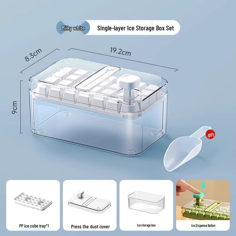 Press-Type Ice Cube Tray with Lid - Food Grade Storage Box for Homemade Ice Cubes