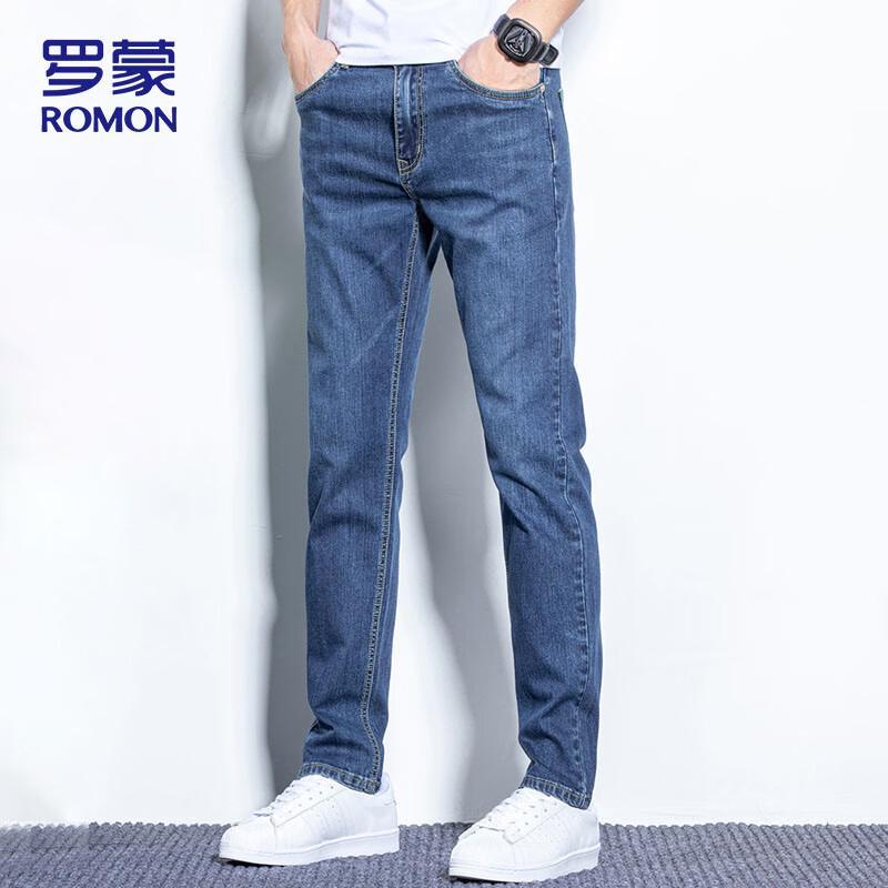 Romon Men s Autumn/Winter Straight-Leg Jeans 40
