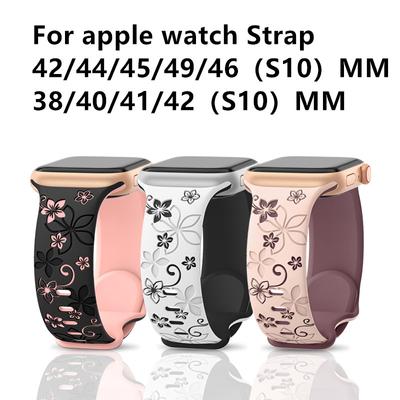 Graviruotas dirželis Apple Watch apyrankei 46mm 42mm 40mm 41mm 45mm 44mm 49mm 38mm Silikoninė Correa apyrankė iwatch Series 10 9 8 7 6 5 4 SE3 Ultra 2