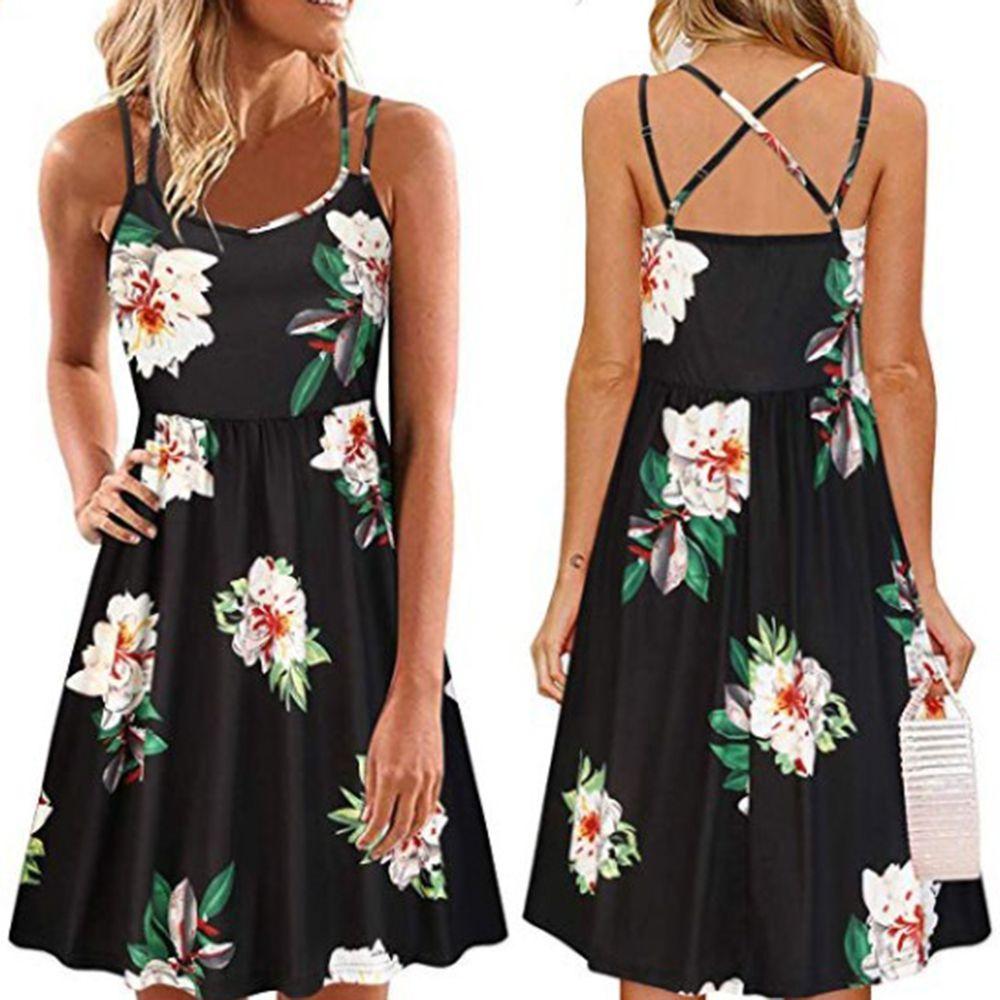 Elegant Women's Summer Sleeveless Floral Beach Dress Perfect For Holiday Occasions Size S-5xl