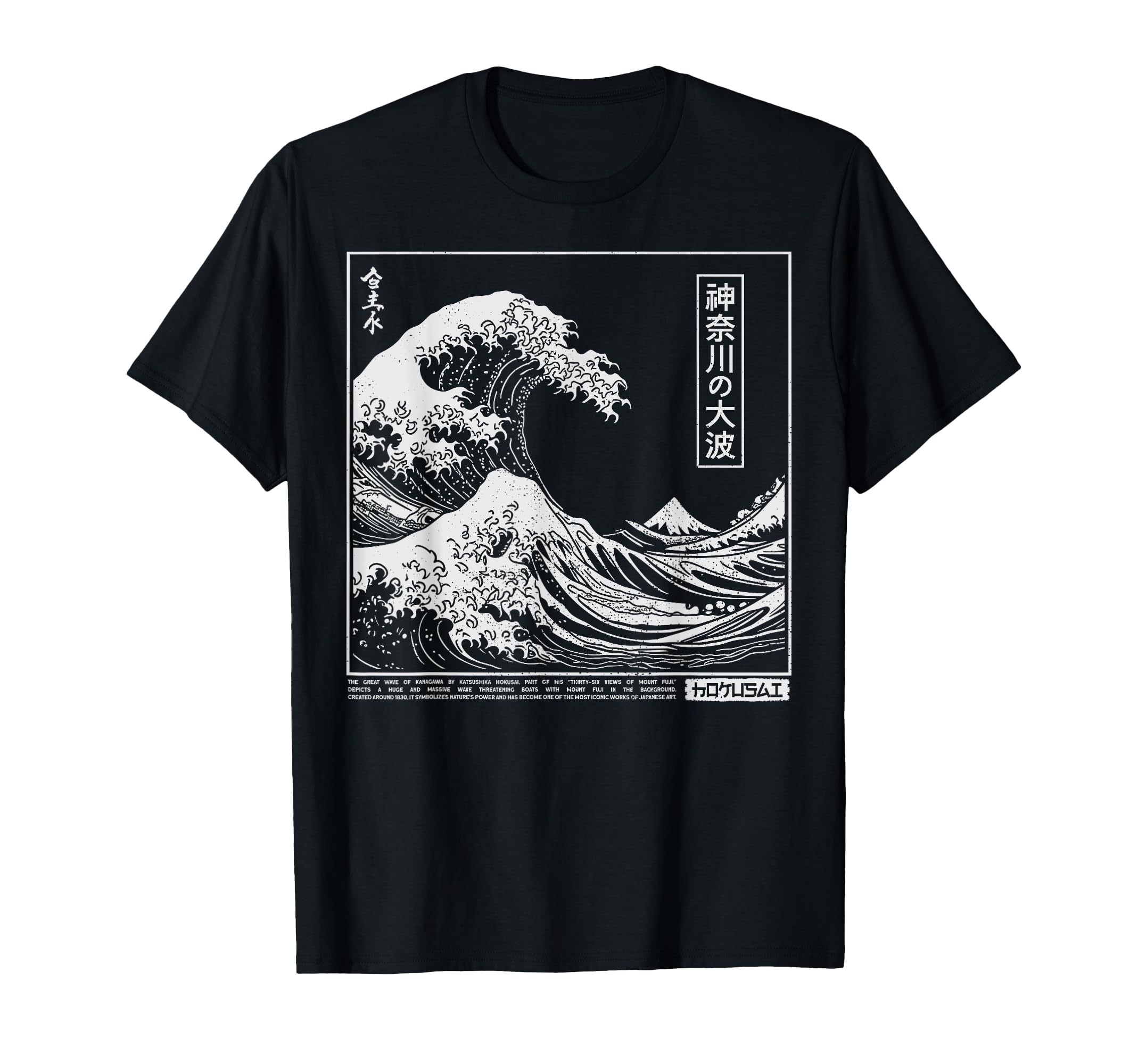 

Футболка японская ретро-стиль 90-х годов Big Wave Kanagawa Otaku Harajuku чёрный