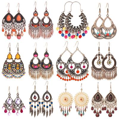 Boho Court Style Vintage Earrings for Women Metal Tassel Eardrop Statement Vacation Gifts Work Daily Wear Party Decors Versatile