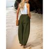 Women's Fashion Casual Solid Color Print High Waist Trousers Pants & Capris