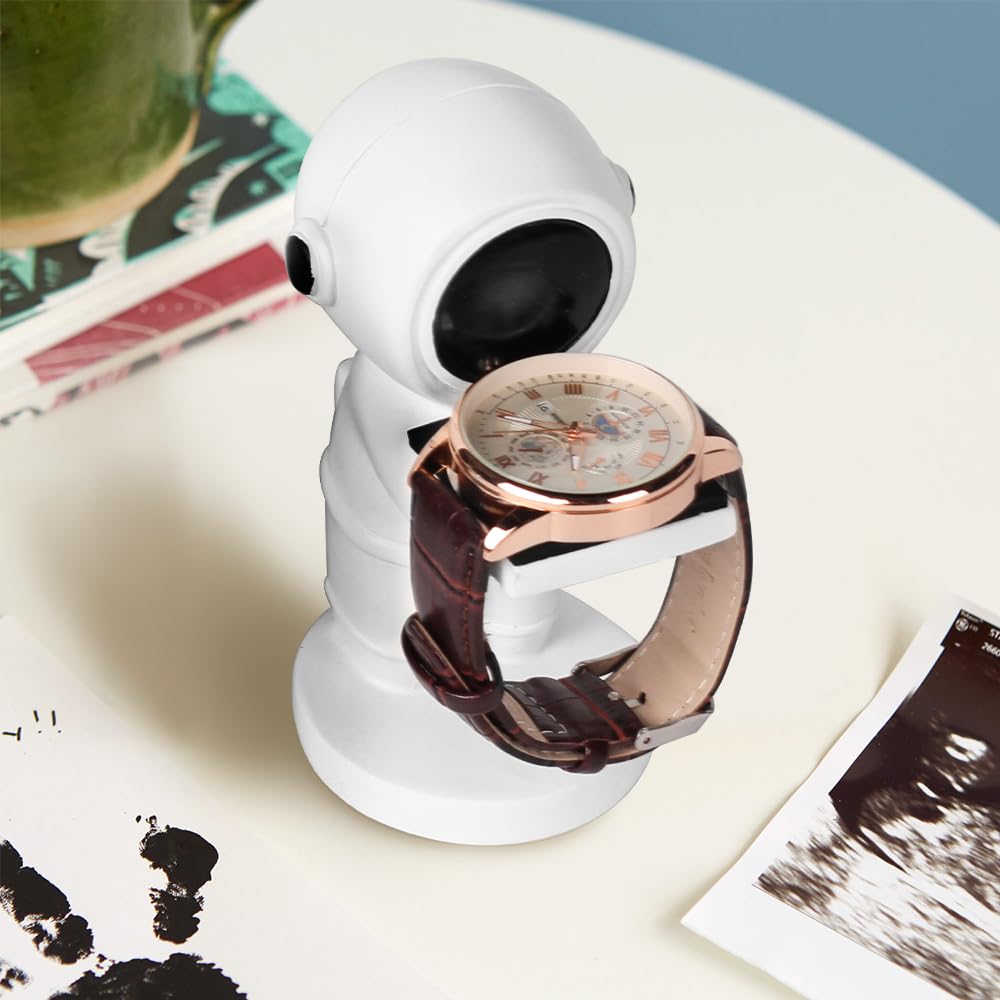 Baskiss Alien Watch Stand, Watch Display Stand, Watch Stand, Holds 1 Watch, Walnut, Resin, White