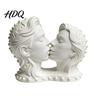 Artistic Desktop Collection 3D Printed Couple Kissing Head Sculpture White Modern Art Statue Stable Integrated Base for Living Room Bedroom,