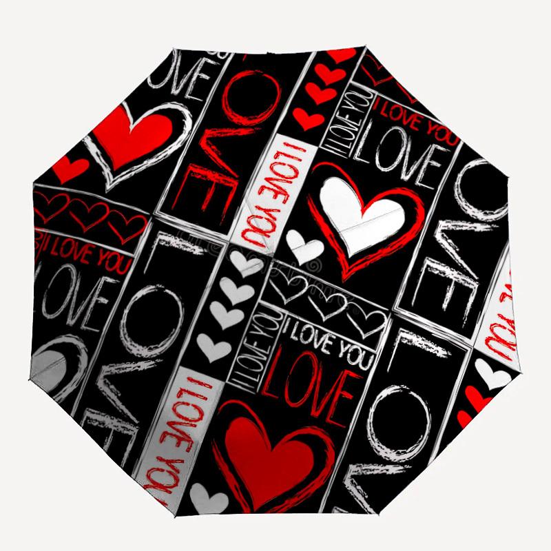 

1pc Love You Heart Pattern Automatic Open/Close Umbrella with Windproof, 8-Rib Sturdy Canopy, Durable Ribs, Ideal for Gifts yy251117053