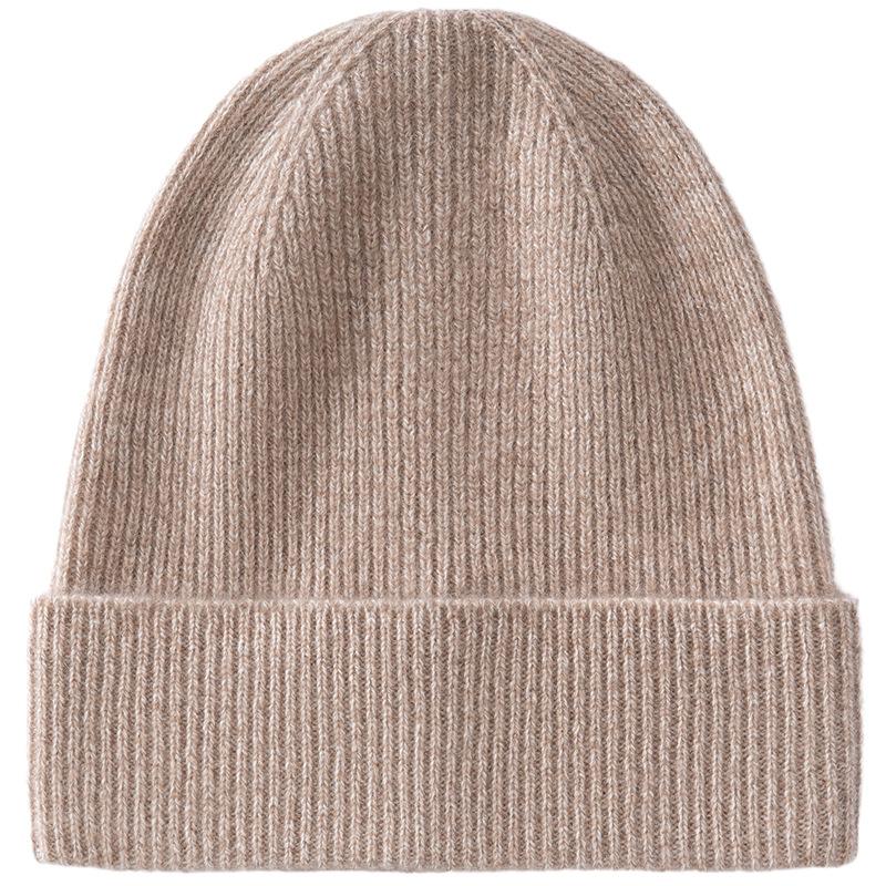 % Pure cashmere hat women's new skin feeling thickened new autumn and winter hat men's and women's warm knitted hat cold hat