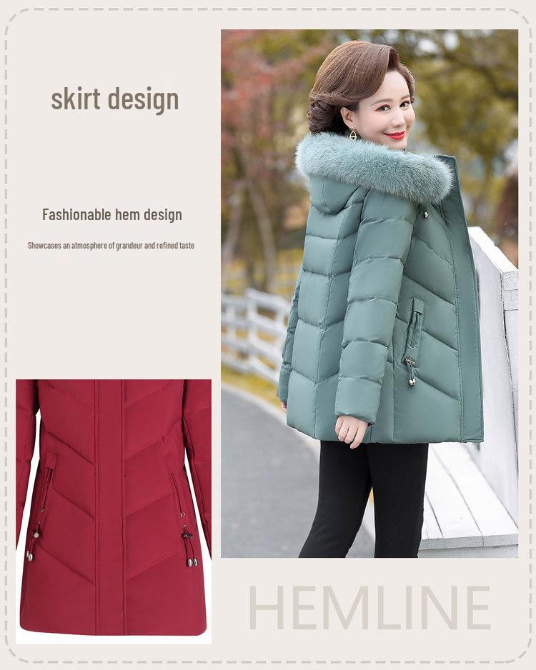 Mom's Fashionable Mid-Length Winter Coat - Age-Reducing Cotton Padded Jacket for Middle-Aged & Elderly Women