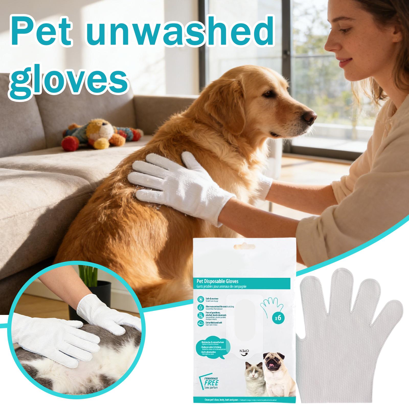 Pet Glove Wipes For Dogs And Cats, New Pet Grooming Gloves Bathing Grooming Wipes, Extra Thick Glove Wipes For Eyes Ears Body Pet Dry Cleaning(12ml) One Size