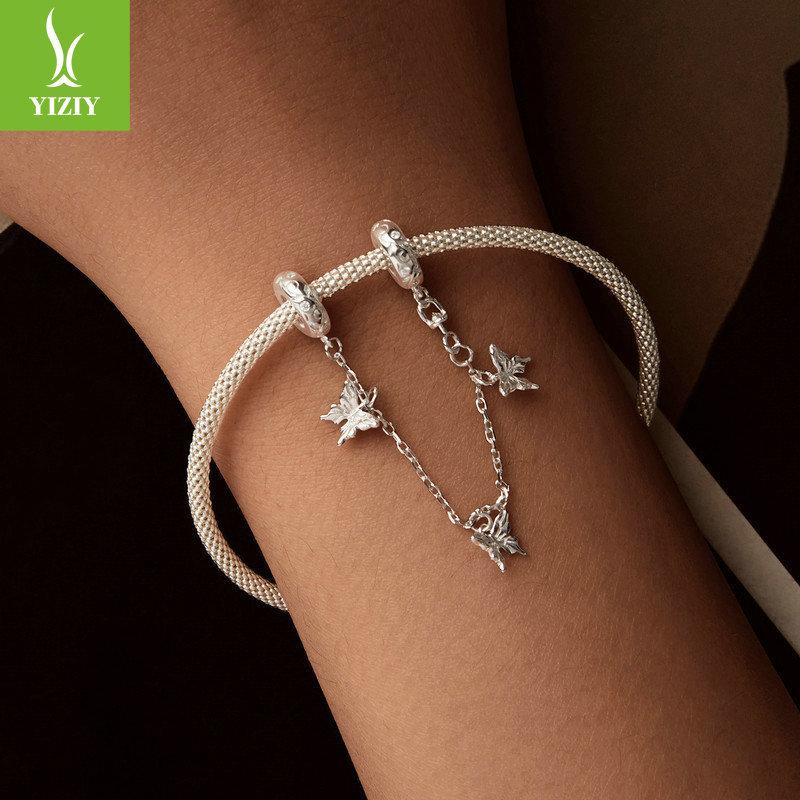 Butterfly Silicone Positioning Safety Chain Accessories, Fresh And Elegant S925 Sterling Silver Bracelet Beaded