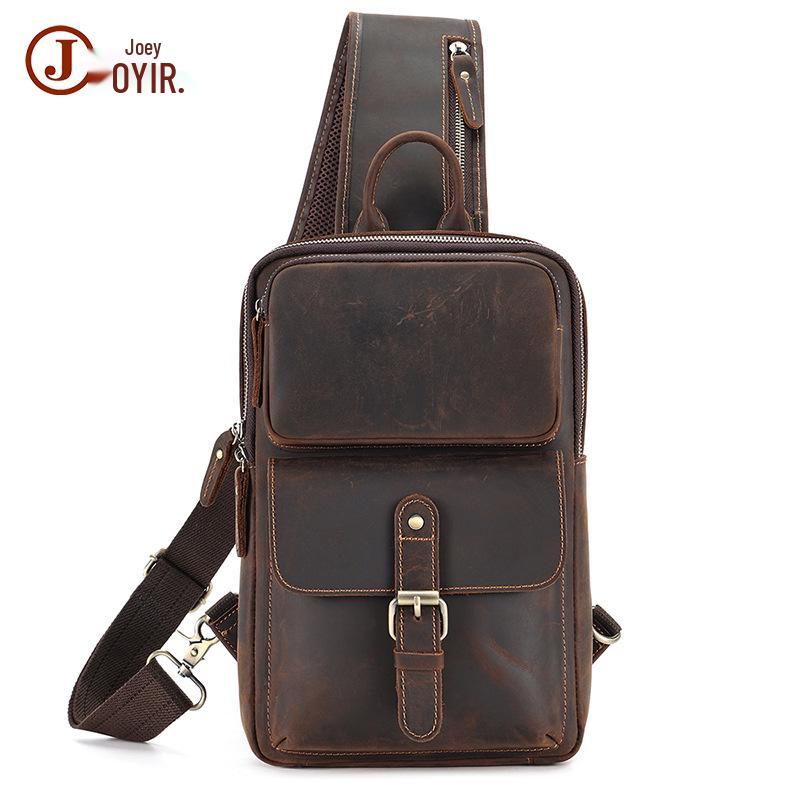 Men's Retro Genuine Leather Crossbody Chest Bag