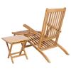 Folding Deck Chair with Table Natural Solid Teak Wood