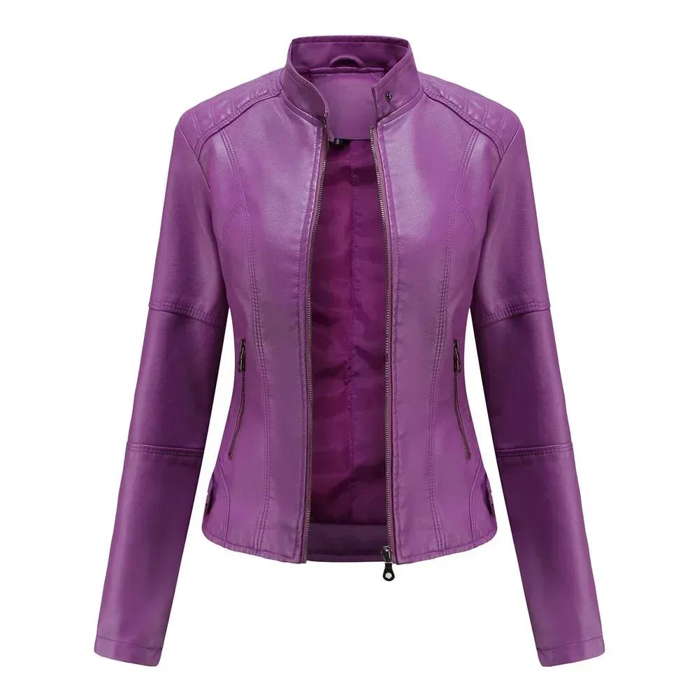 Faux Leather Jacket Women Spring Autumn Women's Moto Biker Jacket Red Black Coat Outerwear