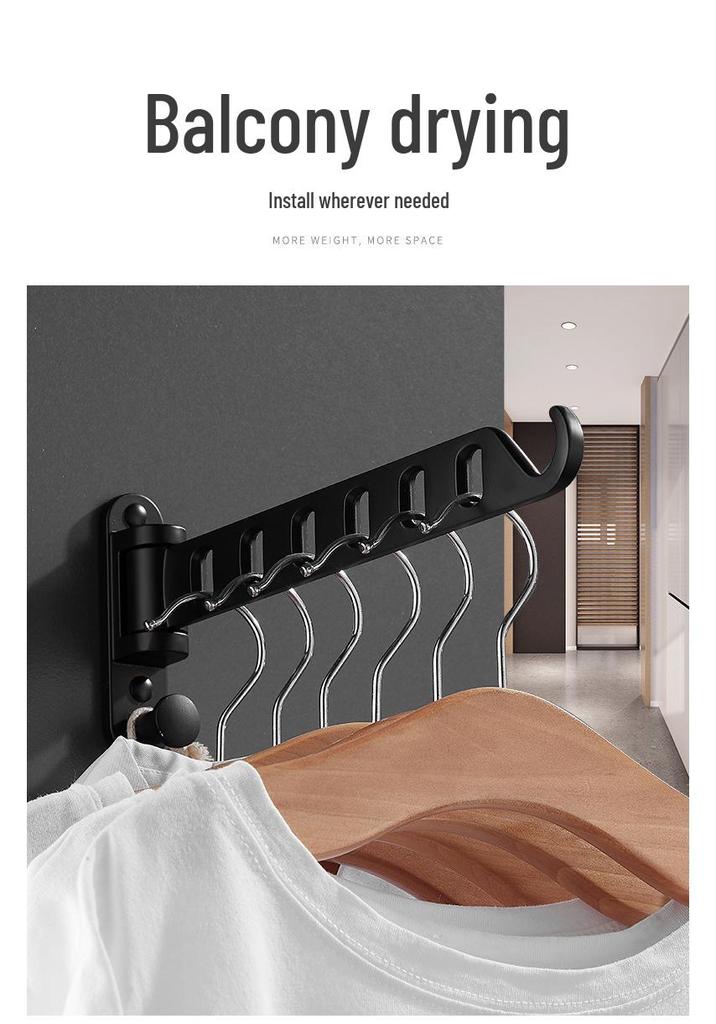 Invisible Wall-Mounted Folding Clothes Rack - No-Drill Bathroom or Balcony Storage Solution
