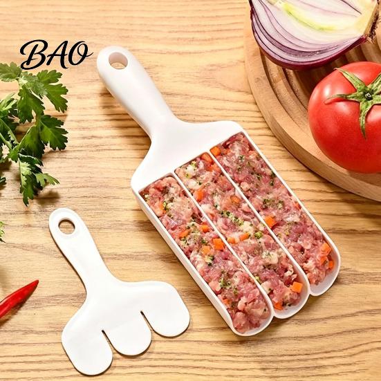 Meatball Press for Home Maker Tool with Pusher, 3/4 Compartments Design, Food Grade PP Spoon Shrimp Paste Non Stick Spoon, Nonstick Efficient