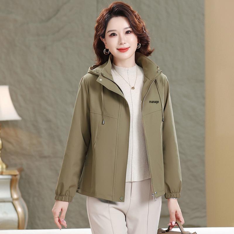 2026 Spring/Autumn Hooded Jacket for Middle-Aged & Elderly Women – Stylish Loose Fit