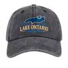 Lake Ontario Great Lakes Map Dad Hat Vintage Washed Unisex Outdoor Baseball Cap