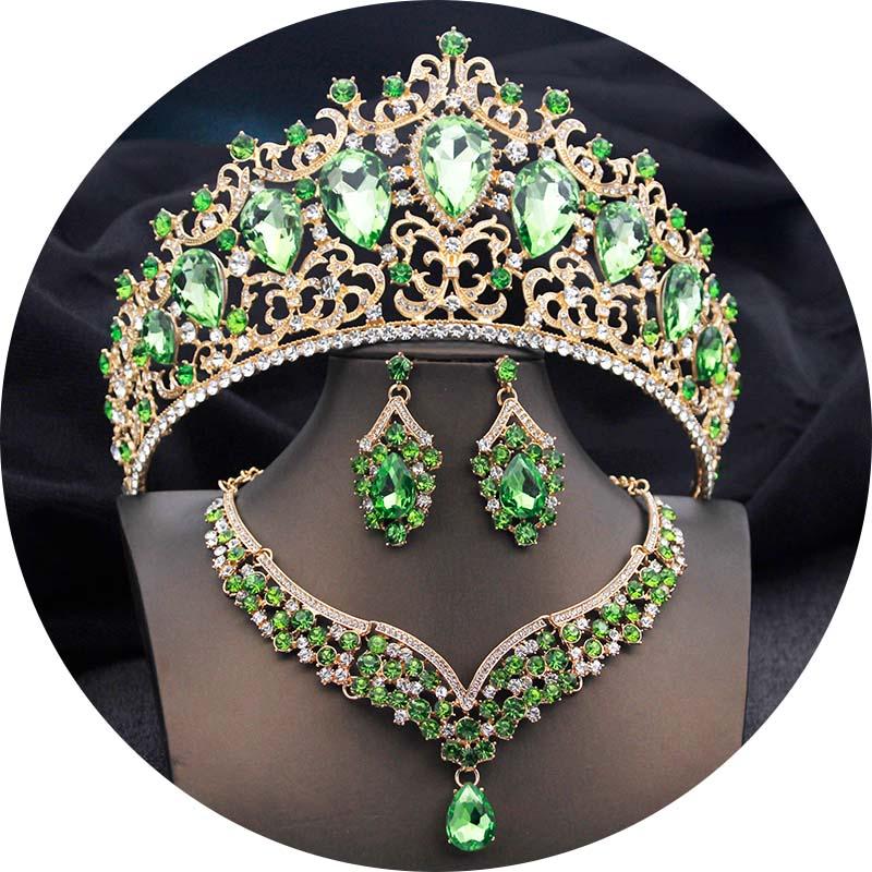 Elegant Big Tiaras and Crowns Bridal Jewelry Sets for Women Prom Wedding Crown With Choker necklace earrings Pageant Tiara Set