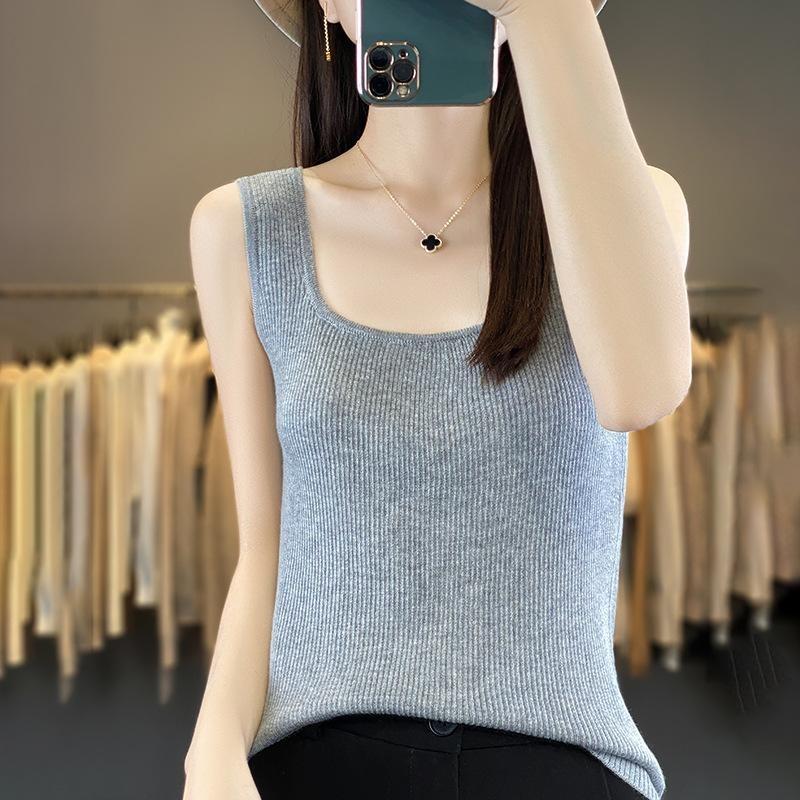 Summer New Loose Short Knitted Sweater Strappy Vest TopSlim-fitting Women's Wear