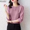 ZANZEA Camicetta estiva casual da donna con maniche a 3/4 e scollo a O
