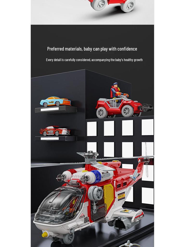 Sam's Multifunctional Rescue Helicopter Toy with Water Spray Feature for Kids