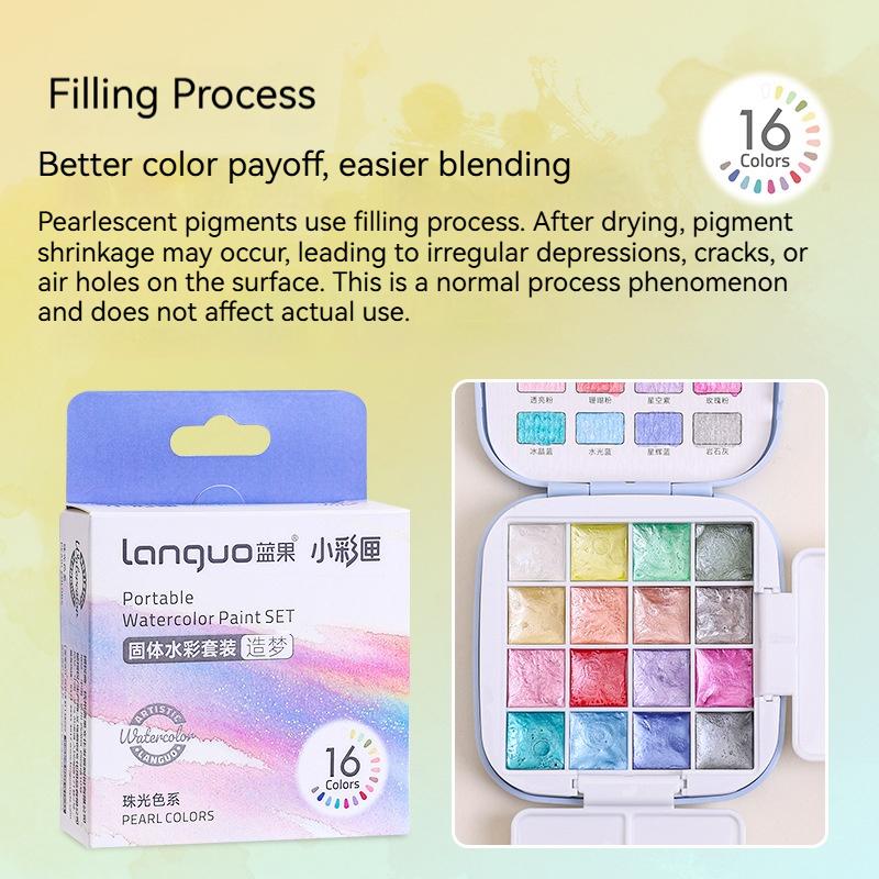 16Farben Klassisch/Chinesische Farben/Perlmutt/Morandi Vollton-Aquarellkasten Outdoor-Aquarellpigmente für Malerei Künstlerbedarf