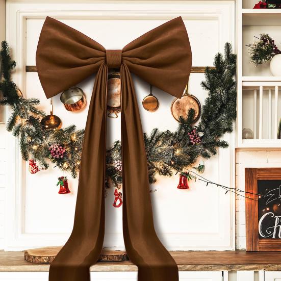 71 Inches Christmas Extra Large Velvet Bow Giant Xmas Tree Toppers Bows for Home