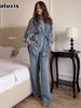 Damen Herbst Herbst Neuer Taillengürtel Strickjacke Halber Rock Denim Mode Lässiges Set