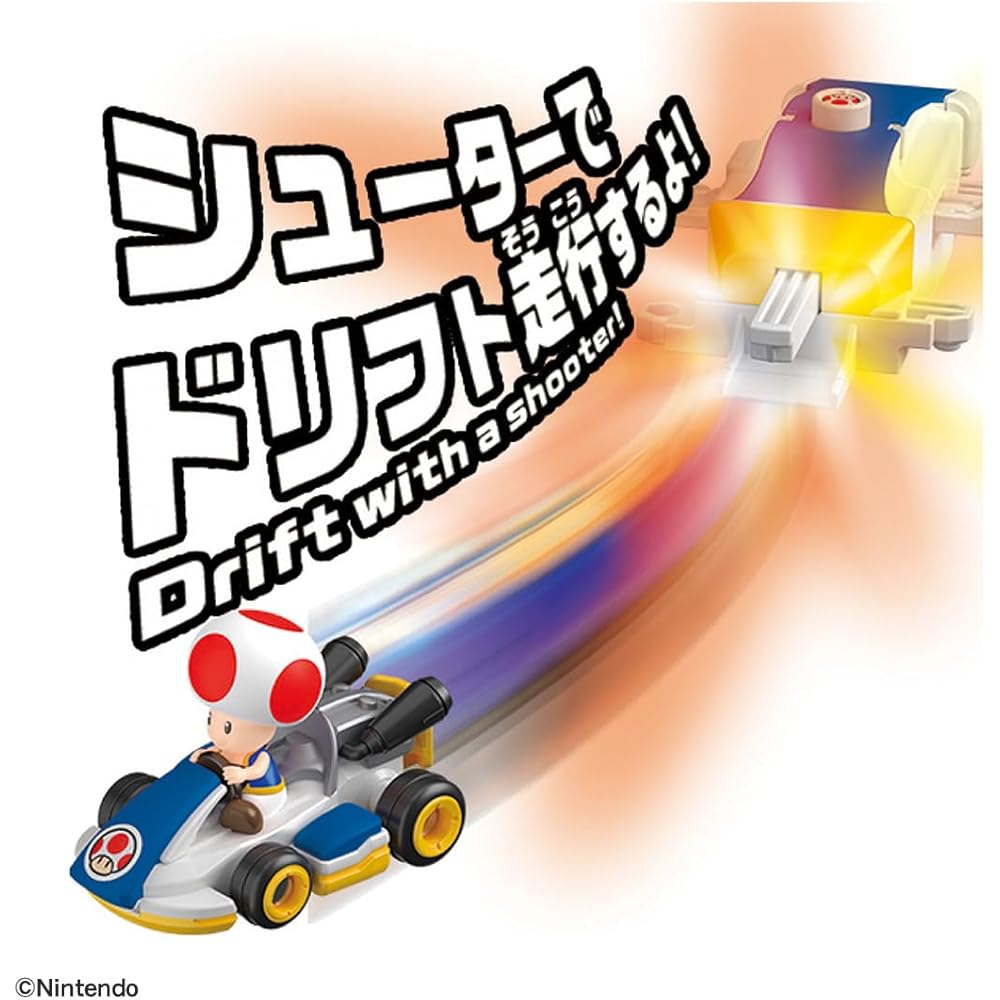TAKARA TOMY Tomica Drift Mario Kart Starter Set Toad & Standard Kart Toy Car for Ages 3 and Up