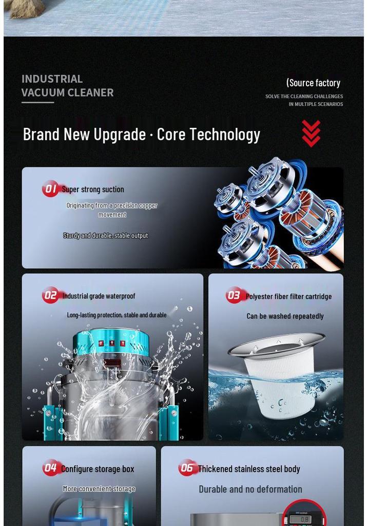Bosuo High-Power Industrial Vacuum Cleaner for Workshop and Household Use