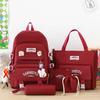 Korean Version Instagram Backpack Five Piece Set Primary School Girl Backpack Forest Junior High School High Capacity Backpack