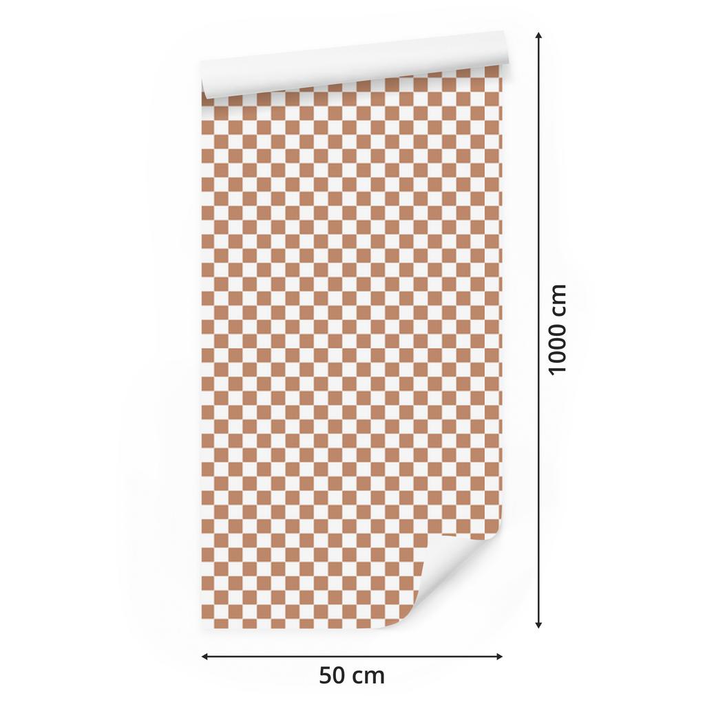 Checkerboard Wallpaper Cream and Beige for Living Room and Bedroom 50x1000