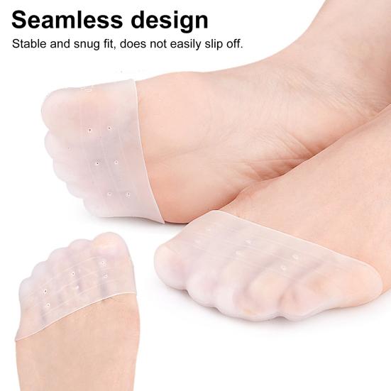 1 Pair Forefoot Pads Breathable Hole Design Ergonomic Curved Fit Soft Elastic Ballet Shoe Protectors Toe Cushion Pads