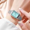 Fashion Watch and Rhinestone Bracelet Set Rectangle Ladies Wristwatches Girls Clock  Festival Gift