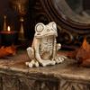 Distressed Retro Style Statues Halloween Skeleton Frog Figurine, Resin Animal Bone Statue for Bar Haunted Realistic Decor House, Spooky Gothic
