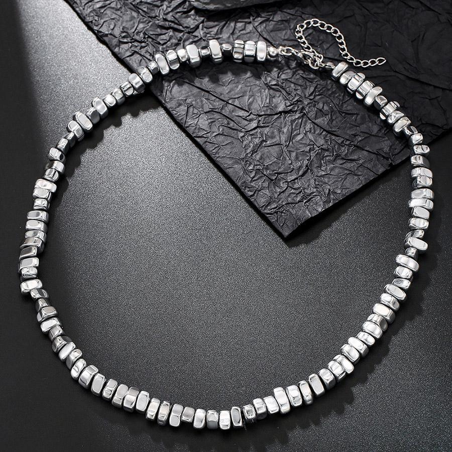 

New Hiphop Rock Men Necklace Irregular 8mm Natural Hematite Stone Collar 18 Inches Short Colar Punk Accessories Gifts For Him
