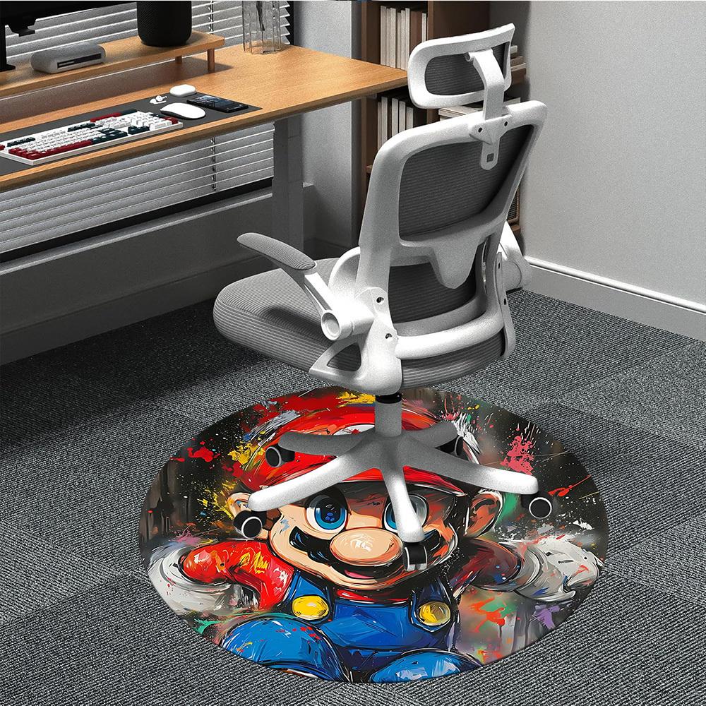 

1pc Mario Office Round Area Rug, Under Office Chairs Bedroom Living Room Home Decor, Room Decoa1016206 80cm by 80cm