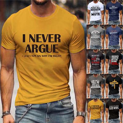 Men's  T-shirt Graphic Text 3D Printing Street Casual Short Sleeve Button Down Printed Clothing Basic