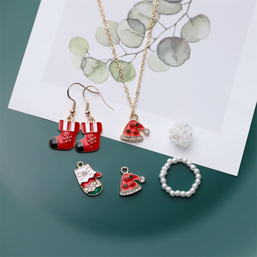 10Pcs/Lot Enamel Charms Christmas Pendants Ornaments Beads Necklace Earrings Decoration For DIY Jewelry Making Supplies