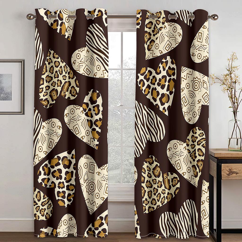 2 Panels Golden Leopard Printed Serpentine Drapes Bedchamber Livingroom Space Floor - to - ceiling Windowpane Kitchen BlindsGrommetBestFreeShip