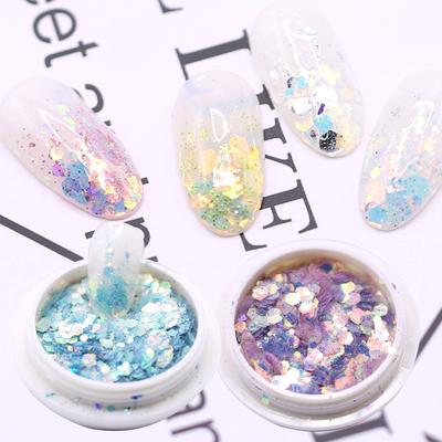 Nail Art Mermaid Glitter Scaglie Scintillanti Esagoni 3D Paillettes Paillettes Polvere Manicure DIY Decorazioni Unghie