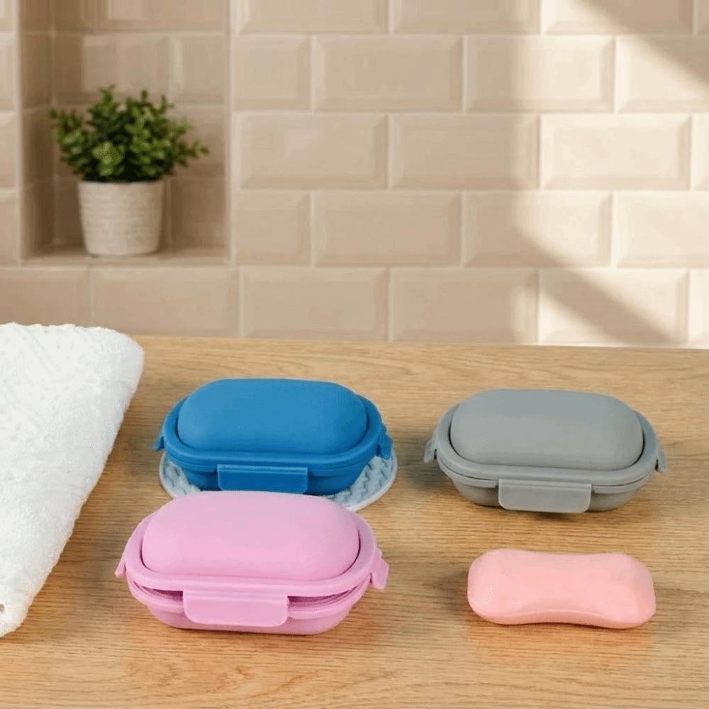 Leak Proof Soap Container Silicone Sealed Soap Box Multifunction Soap Holder Bathroom