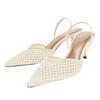 Fashion Slingback String Bead Mesh Women Pumps Sexy Pointed Toe Heeled Sandals Elegant Party Dress Designer Shoes High Heels for Ladies